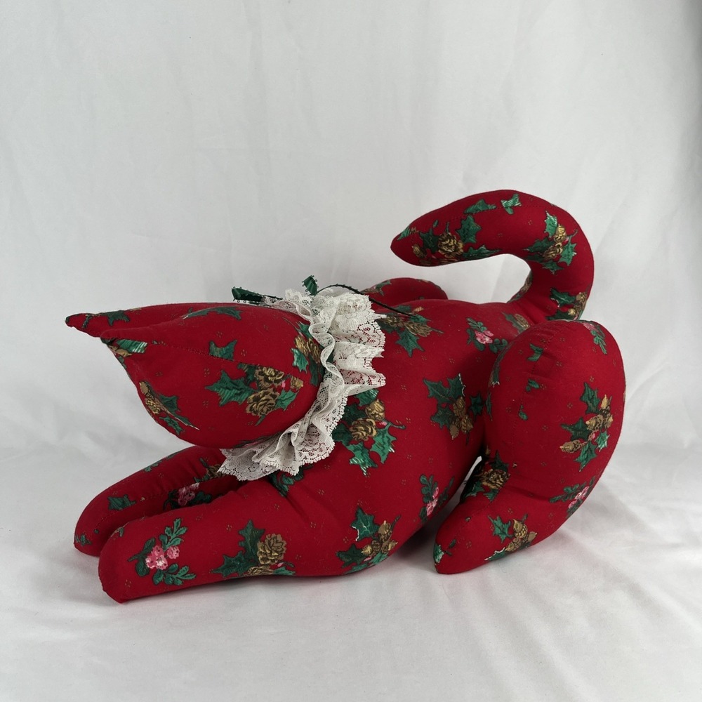 Holiday Cat Fabric‎ Plush LOOMCO Kitten Vintage 90s Christmas Red Figure 1990s